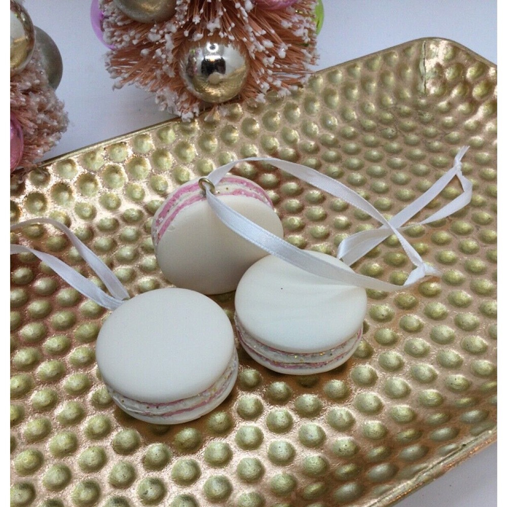 3 Macarons Pink Christmas Ornament Pink Glitter Sweet Treats Cookies‎ Food
